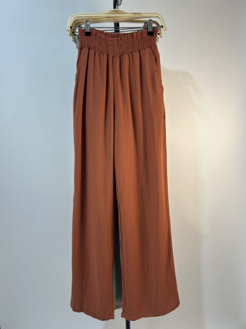 Pantalón palazzo de viscosa con cintura fruncida