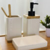 pla1 Set de baño cerámica con base de bambú - 3 pieza