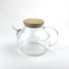 Tetera de vidrio resistente al calor con tapa de madera