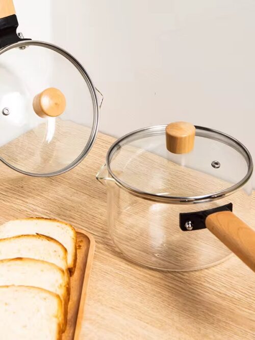 Olla de vidrio con tapa